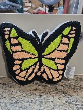 dearfoams Butterfly Shag Accent Pillow in Black, Peach & Lime